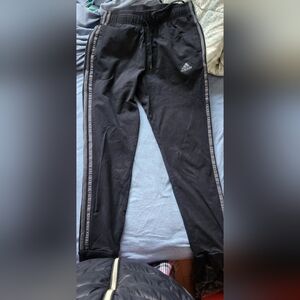 Adidas Black Joggers with Gray Stripes
